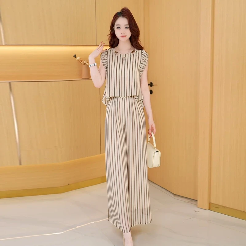 【两件套】夏季时尚女神修身洋气宽松气质休闲百搭显瘦减龄女装套裤