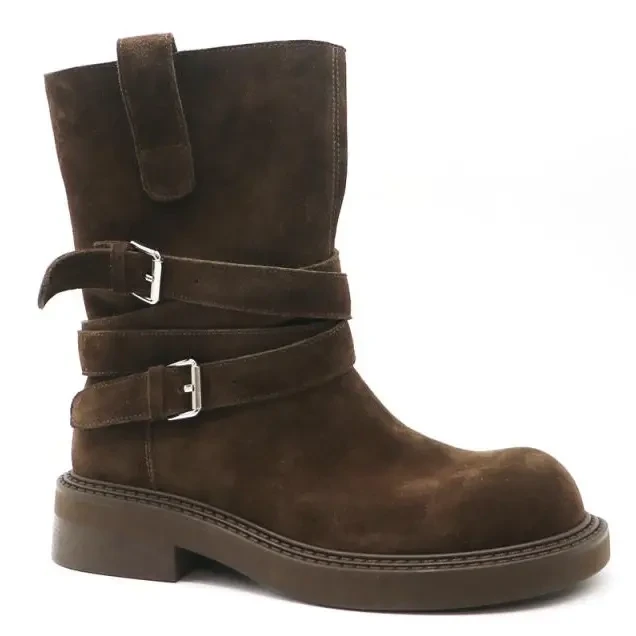 康奈 商城同款 休闲生活 复古风厚底皮带扣马丁靴 堆堆靴 女秋冬