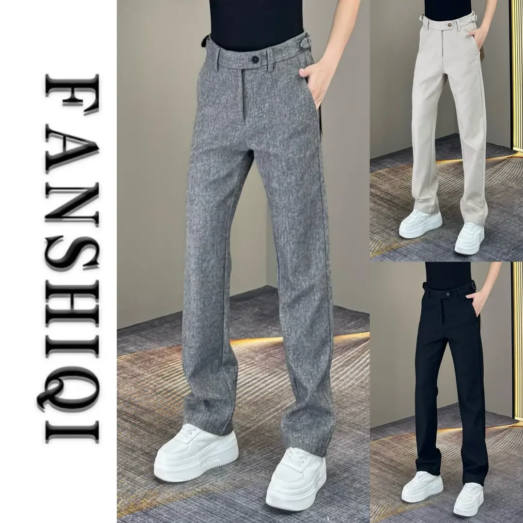 【专柜品质】秋冬新款男士羊毛混纺商务休闲裤修身显瘦百搭长裤6719