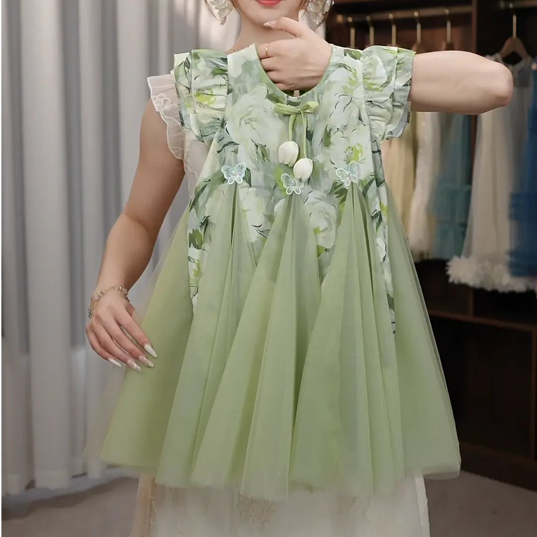 850新款851女童夏季田园风连衣裙2025儿童夏装公主裙