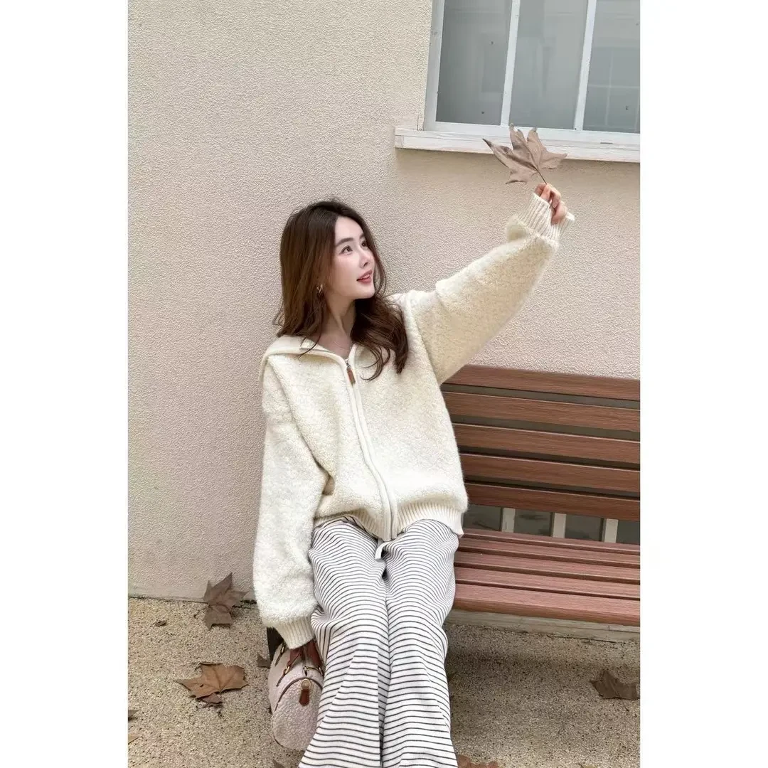 【慵懒风连帽拉链毛衣】2025新款时尚高级毛衣宽松显瘦毛衣外套