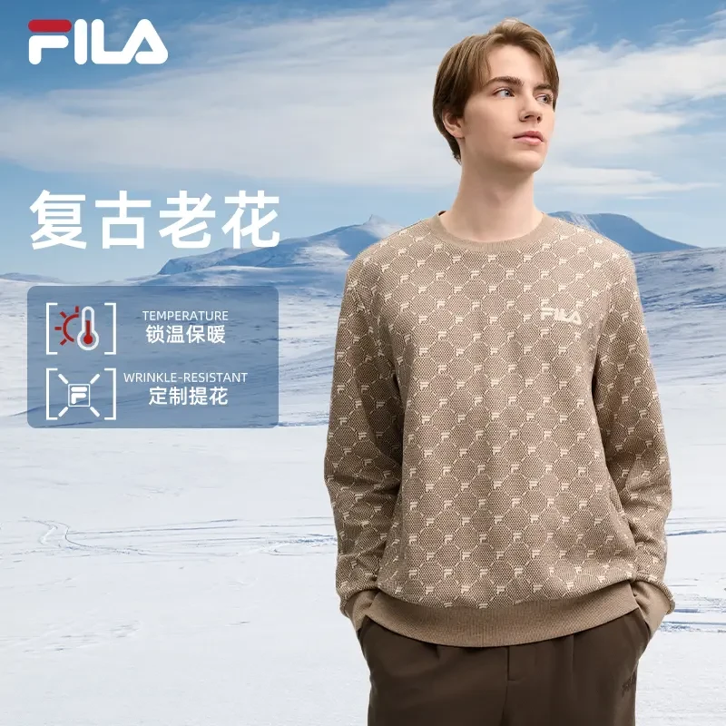Fila/斐乐男款秋冬【满印LOGO】休闲保暖舒适套头卫衣F11M518205F