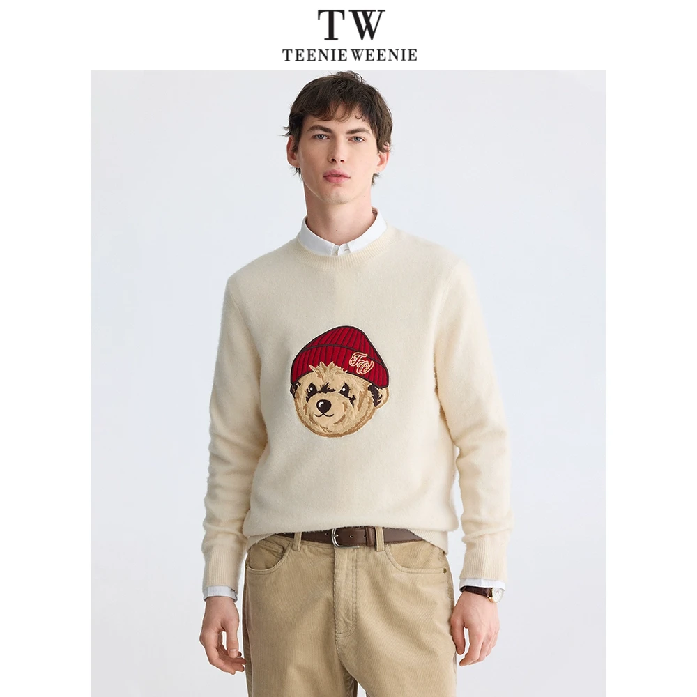 TeenieWeenie男装2025春季新款简约刺绣圆领针织毛衣TNKW251101A