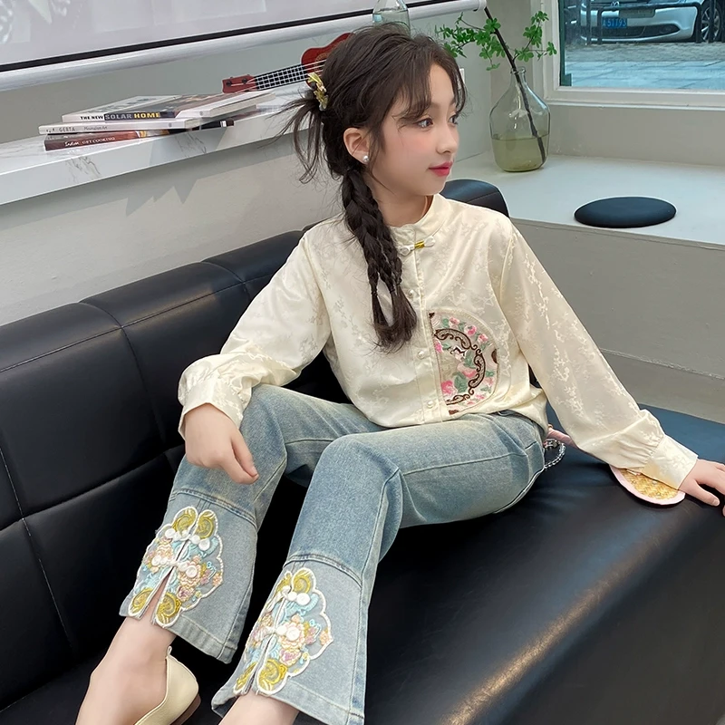 女童秋装2025新款洋气时髦套装大童新中式国风女孩儿童春秋两件套