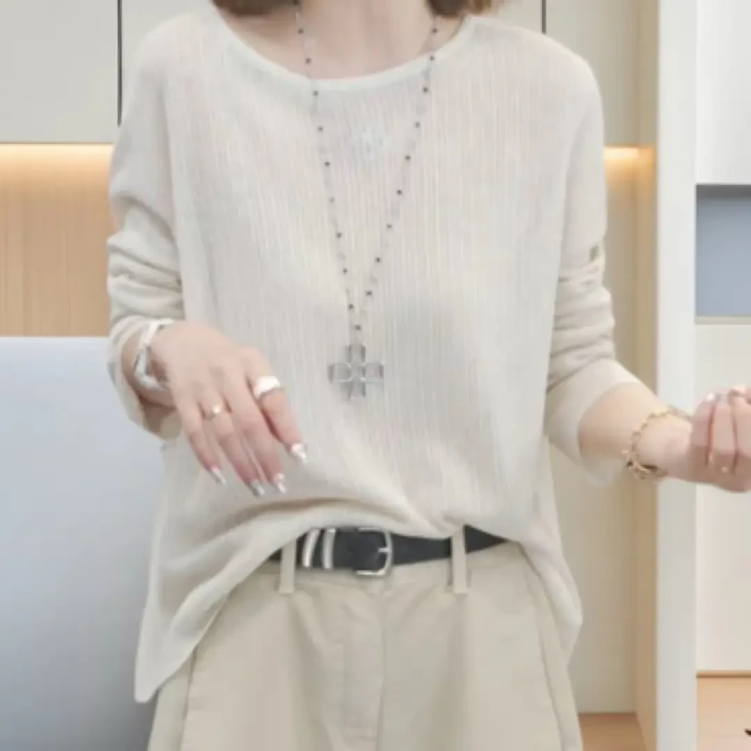 770-长袖内搭宽松休闲百搭上衣女夏季新款显瘦宽松气质时尚