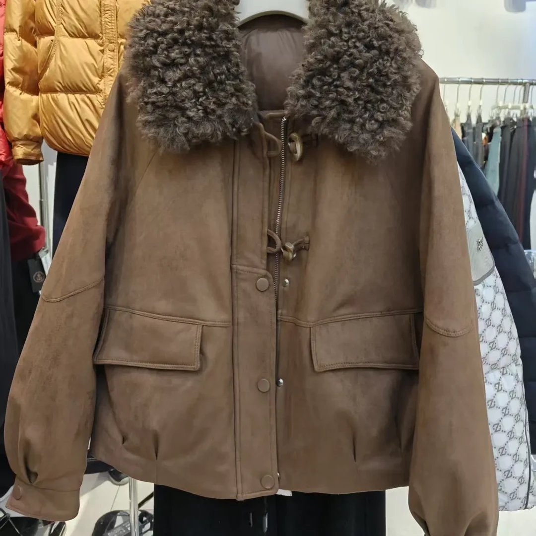 女士秋冬时尚翻毛领白鸭绒厚款保暖百搭