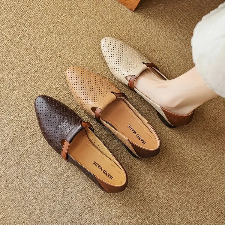 爆款女鞋2025新款韩版轻便浅口洋气单鞋气质百搭拼色软底软皮凉鞋