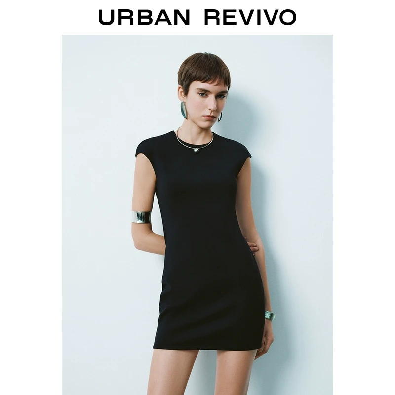 UR2025春季新品女装欧若风简约气质后拉链修身连衣裙UYY750011