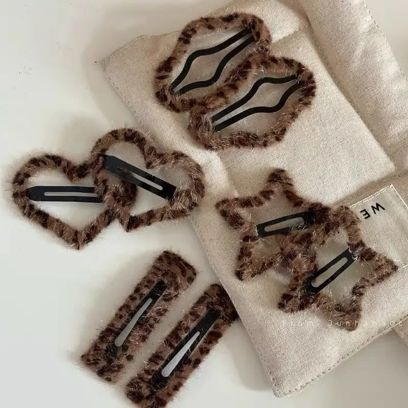 豹纹发夹网红女毛绒BB夹头发韩国发卡夹子头饰刘海卡子夹碎发边夹