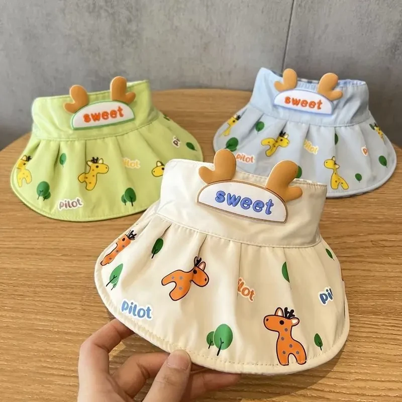 宝宝夏季帽子婴幼儿遮阳空顶帽超萌透气薄防晒帽儿童卡通太阳帽