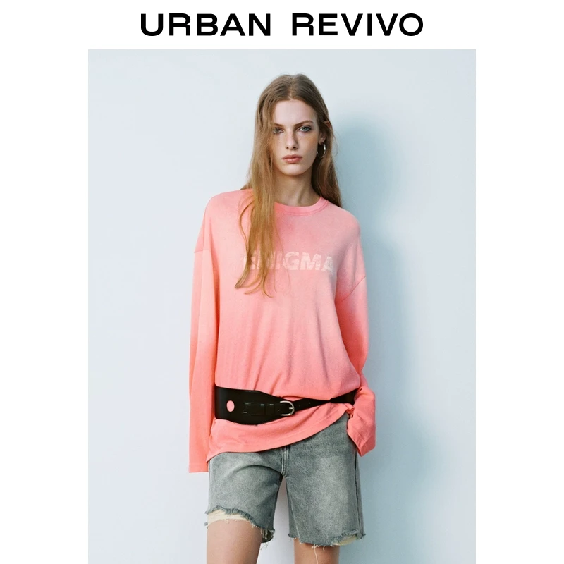 UR2025春季新款女装欧若风渐变设计感宽松T恤UYV450008