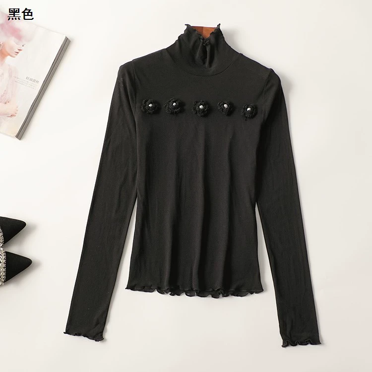 244918冬中长款长袖半高领高领修身收身打底衫女橱窗