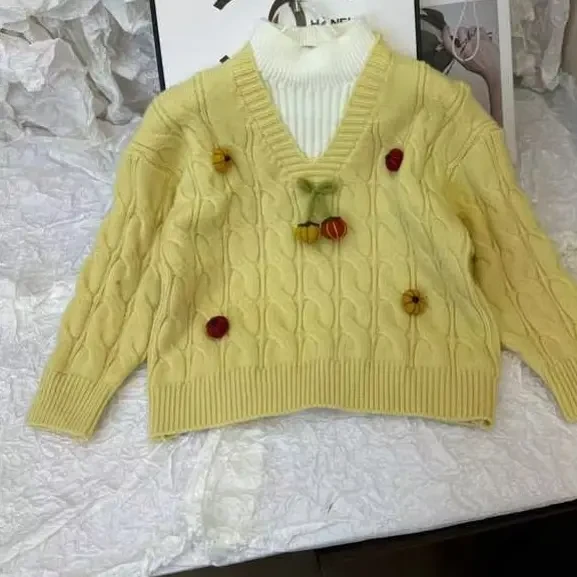 女童毛衣秋冬新款高领针织衫小女孩洋气加厚保暖套头打底外穿