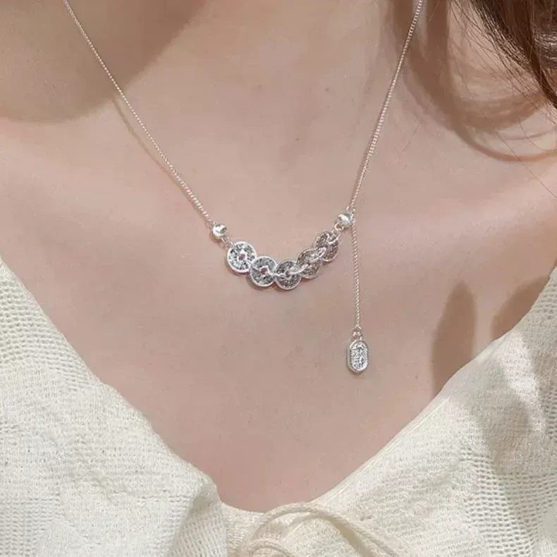 吊坠足银 五帝币碎银纯银999项链女爆款碎冰冰项链送女朋友情人节