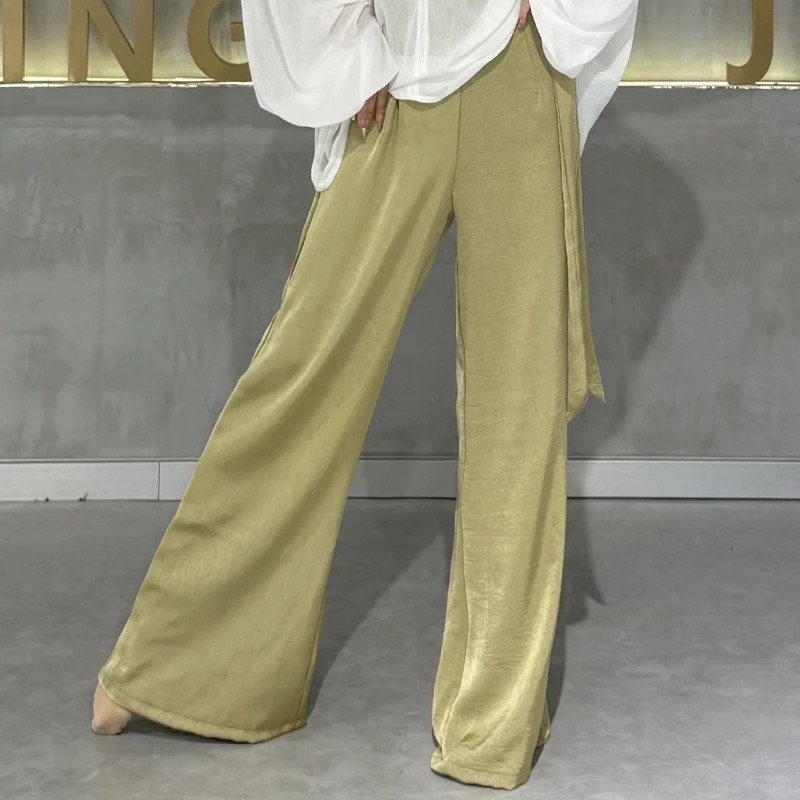 舞练裳古典舞裤子女新款宽松飘带阔腿裤现代舞练功服中国舞直筒裤