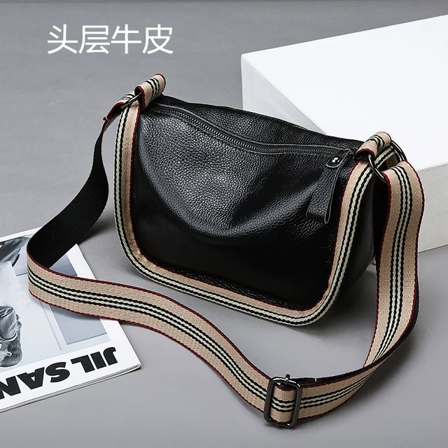真皮包包女2025新款夏牛皮百搭时尚潮流小众饺子马鞍包单肩斜挎包
