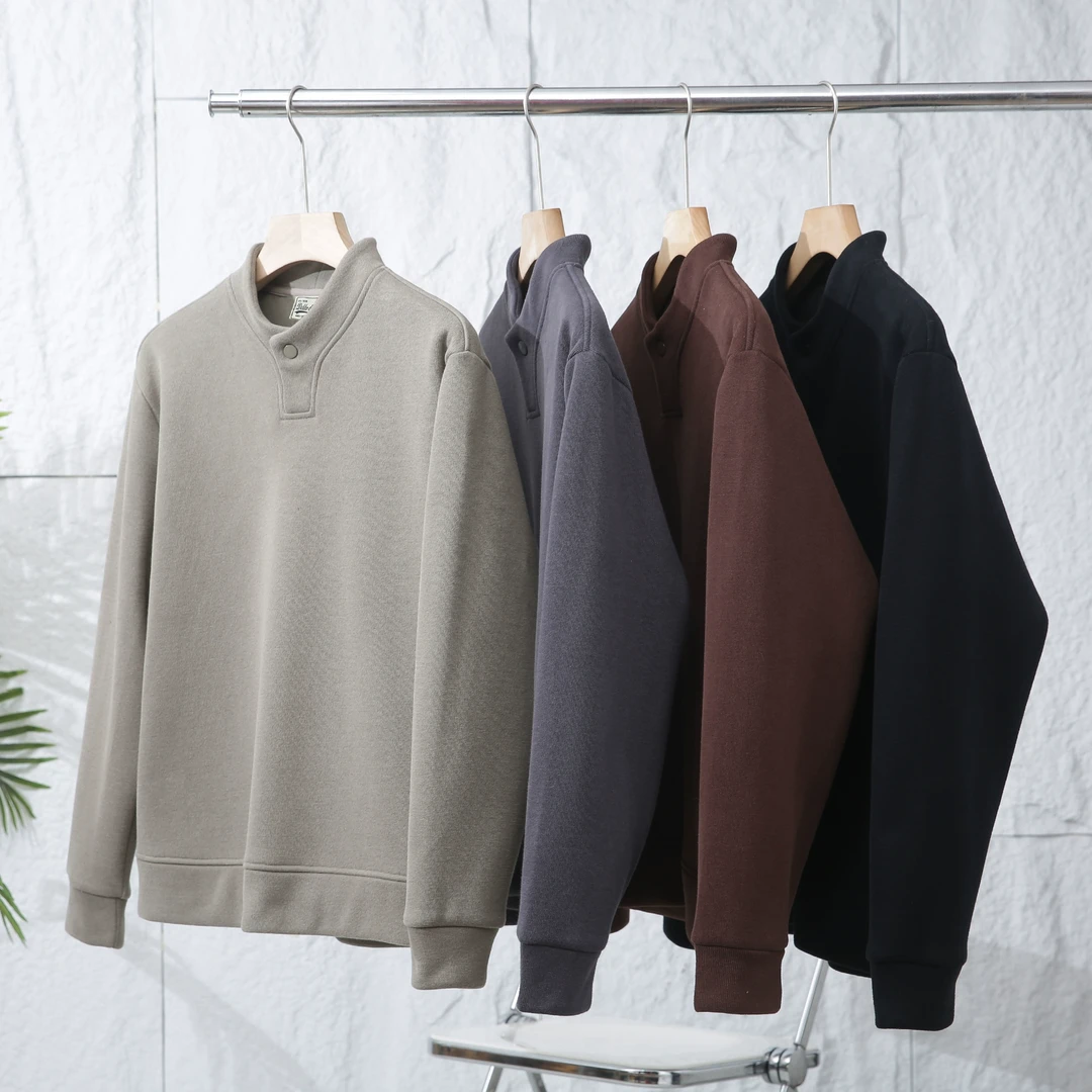 580g！加绒加厚！一粒扣保暖长袖卫衣秋冬季复合绒厚实上衣Y4D1125