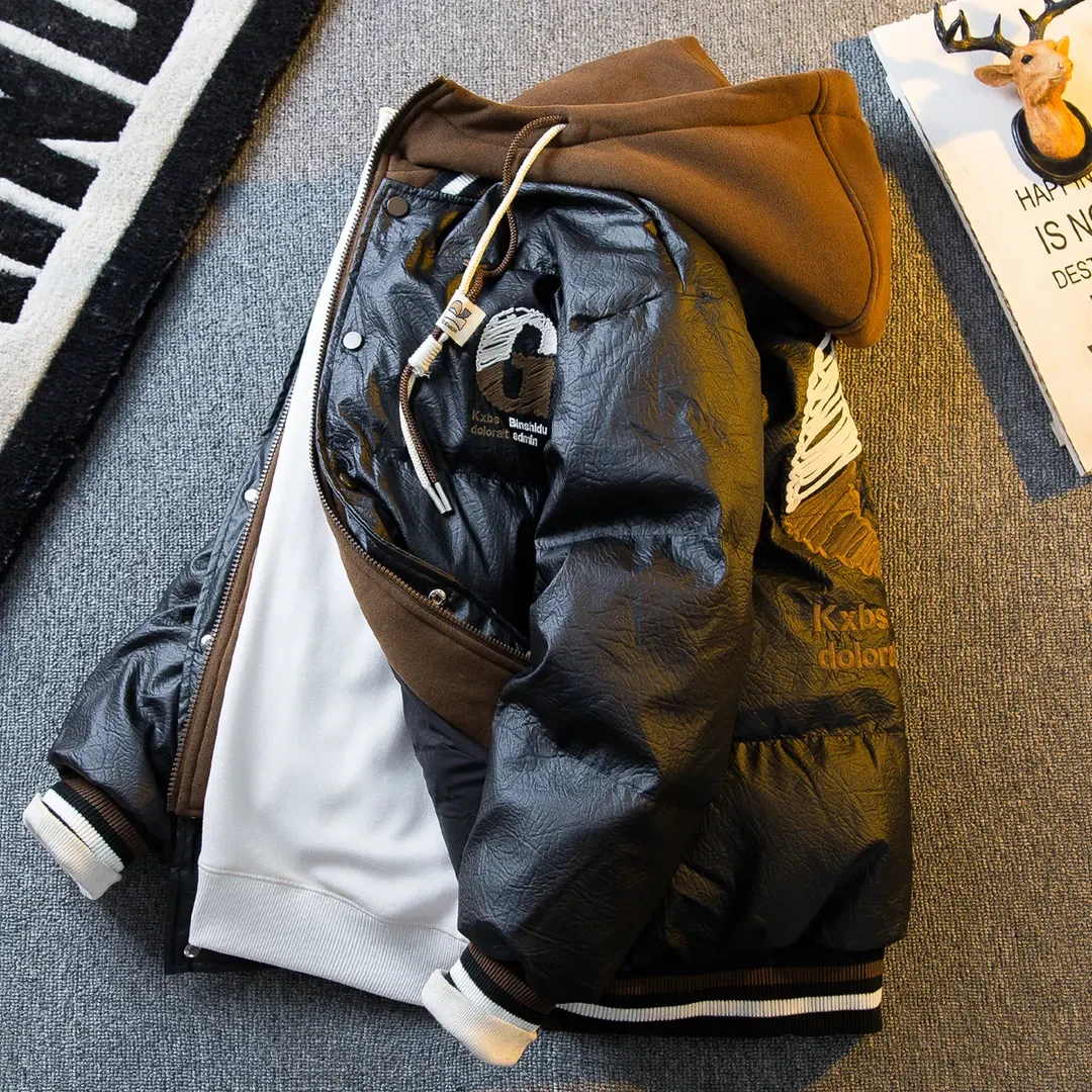 男装部派2024冬季加厚潮牌美式复古假两件连帽棉袄外套青春流行旅