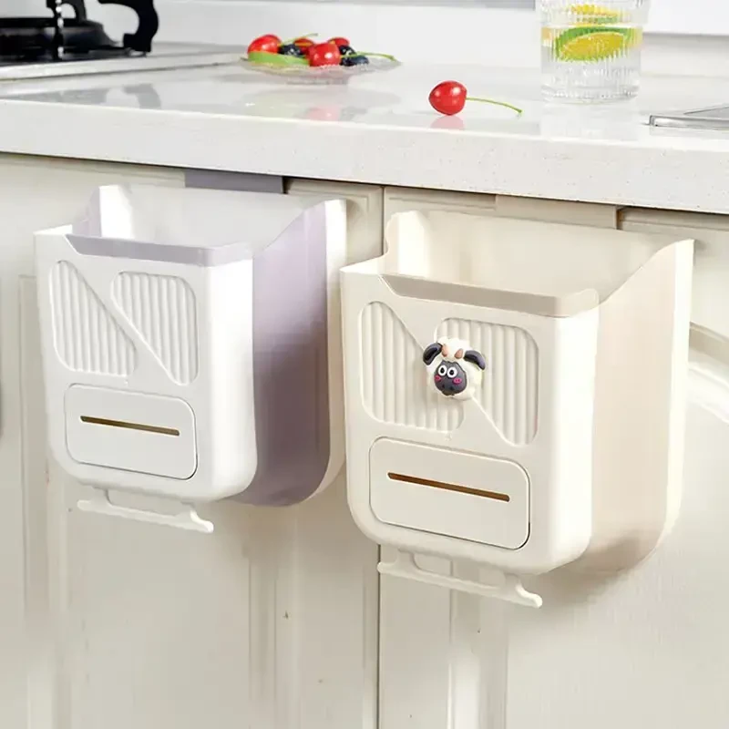 壁挂式厨房垃圾桶免弯腰家用橱柜门折叠杂物桶悬挂车载大容量FYH