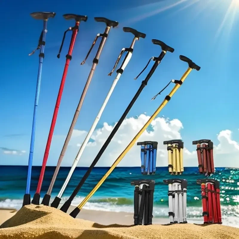 铝合金爬山手杖伸缩折叠6色登山杖登山手杖户外防滑手杖加强可调