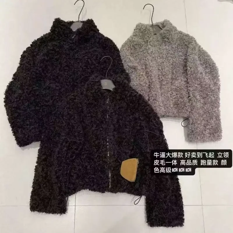 冬季韩系慵懒风短款圈圈毛毛绒保暖外套