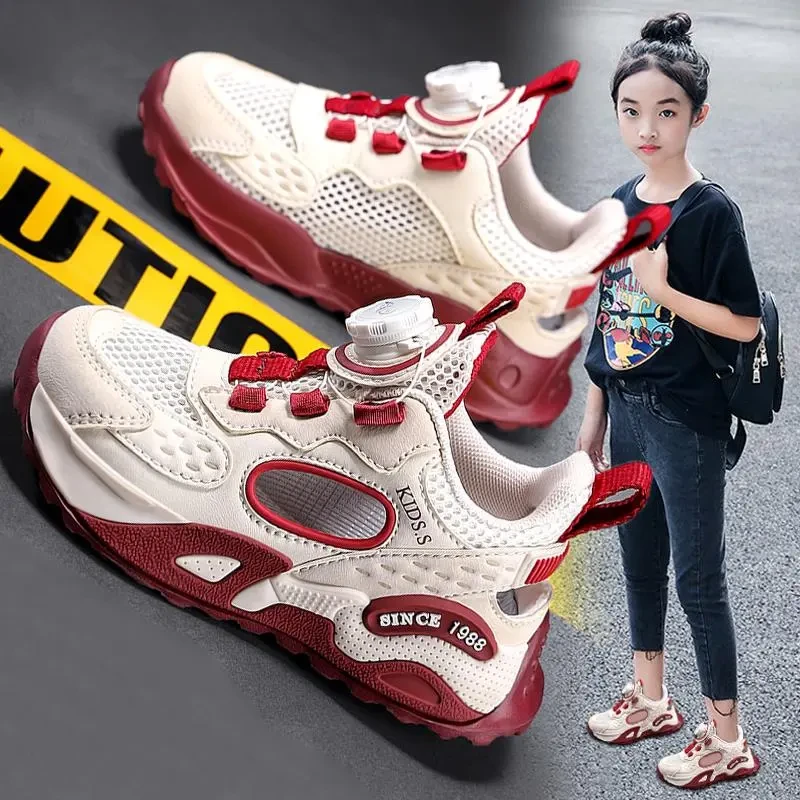 36I℃断码女童鞋镂空透气凉鞋2025夏季儿童网面跑步鞋女孩软底潮鞋