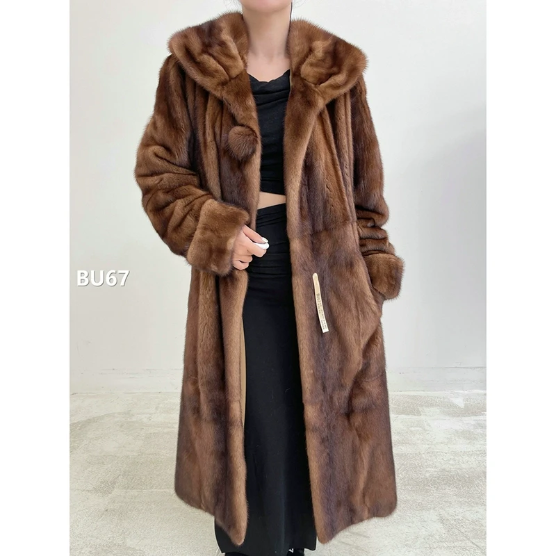 【BU67】XL码 蜜茶棕整皮貂皮外套水貂（肩43胸114衣118袖62）