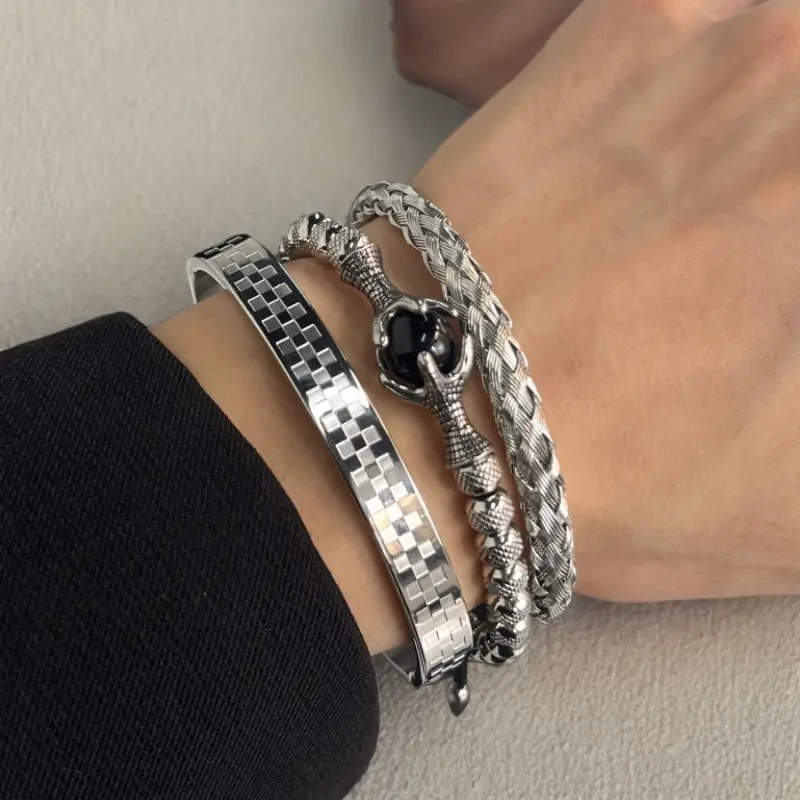 钛钢手镯 个性男生潮牌小众嘻哈设计感龙爪男士手环女手镯情侣ins