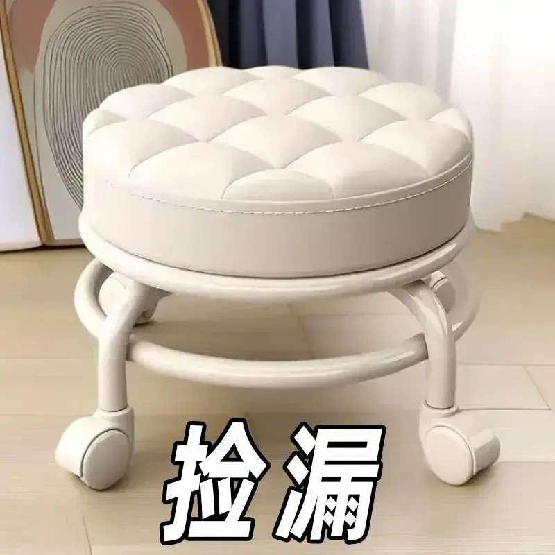 万向轮小凳子家用可移动带娃神器换鞋凳滑轮矮凳静音圆凳儿童凳