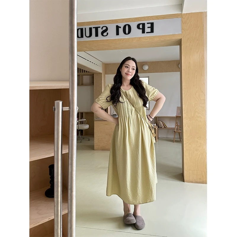 清迈夏日~胖MM大码显瘦百搭温柔法式宽松纯欲慵懒风女装P4Q0135