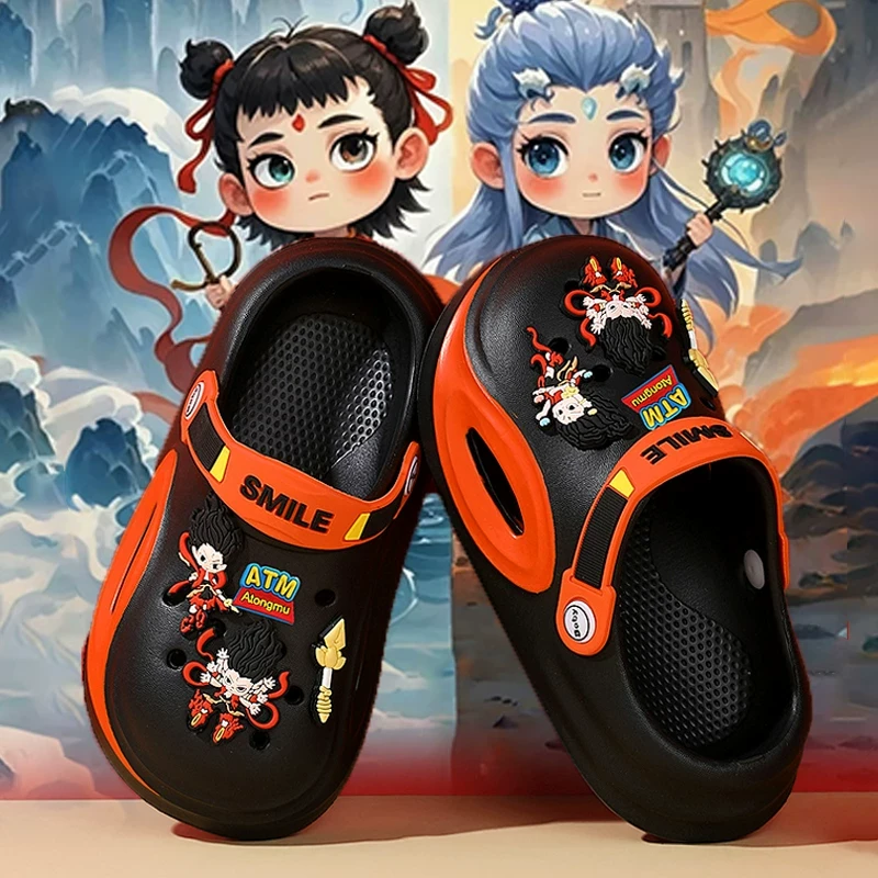 ABC儿童洞洞鞋男童2025新款夏季男孩哪吒沙滩拖鞋中大童包头防滑