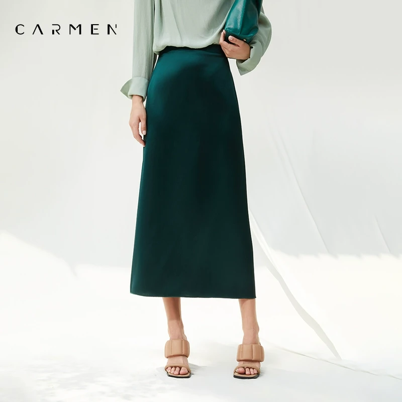 【粉丝专享】carmen高端醋酸缎面2025夏季新款修身中长款气质长裙