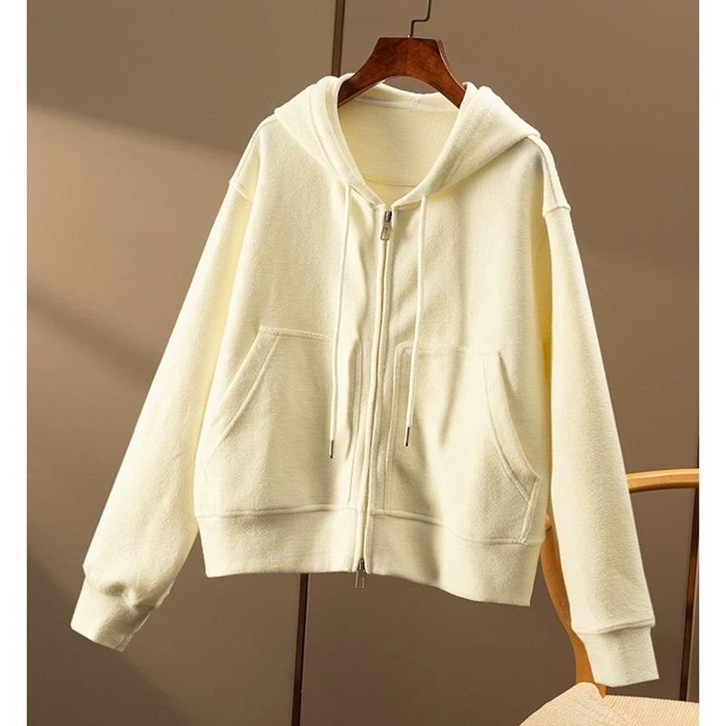 春天家 早春法单 休闲高品质 简约连帽卫衣外套女0Z83