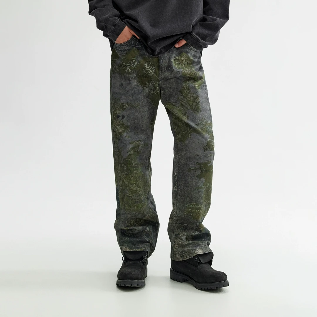 【黑水系列】CHINISM赤尘 高清数码印花水洗牛仔裤男春季