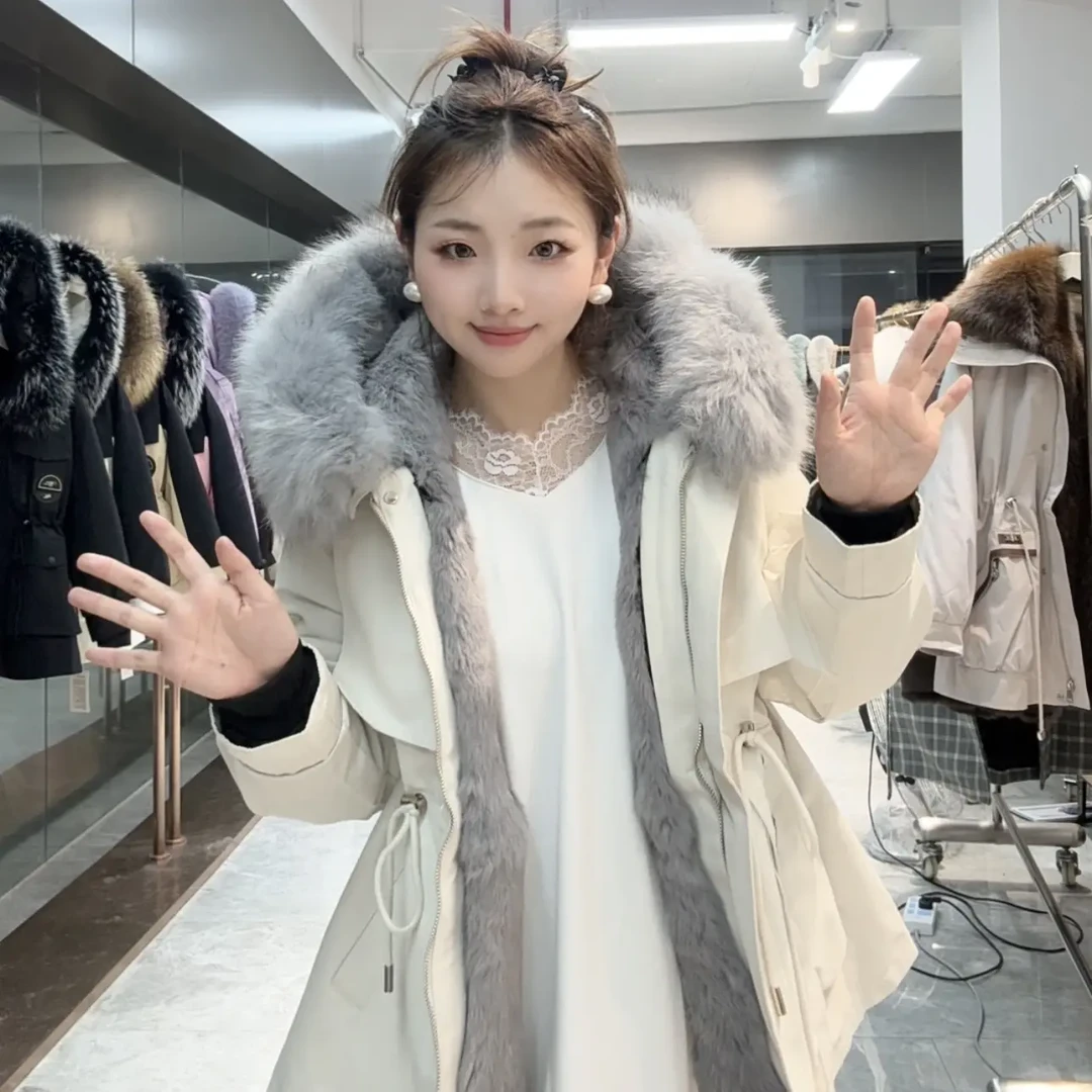 大糖专属【玉兔】长毛兔内胆一衣三穿马甲款收腰显瘦冬季高端女士派