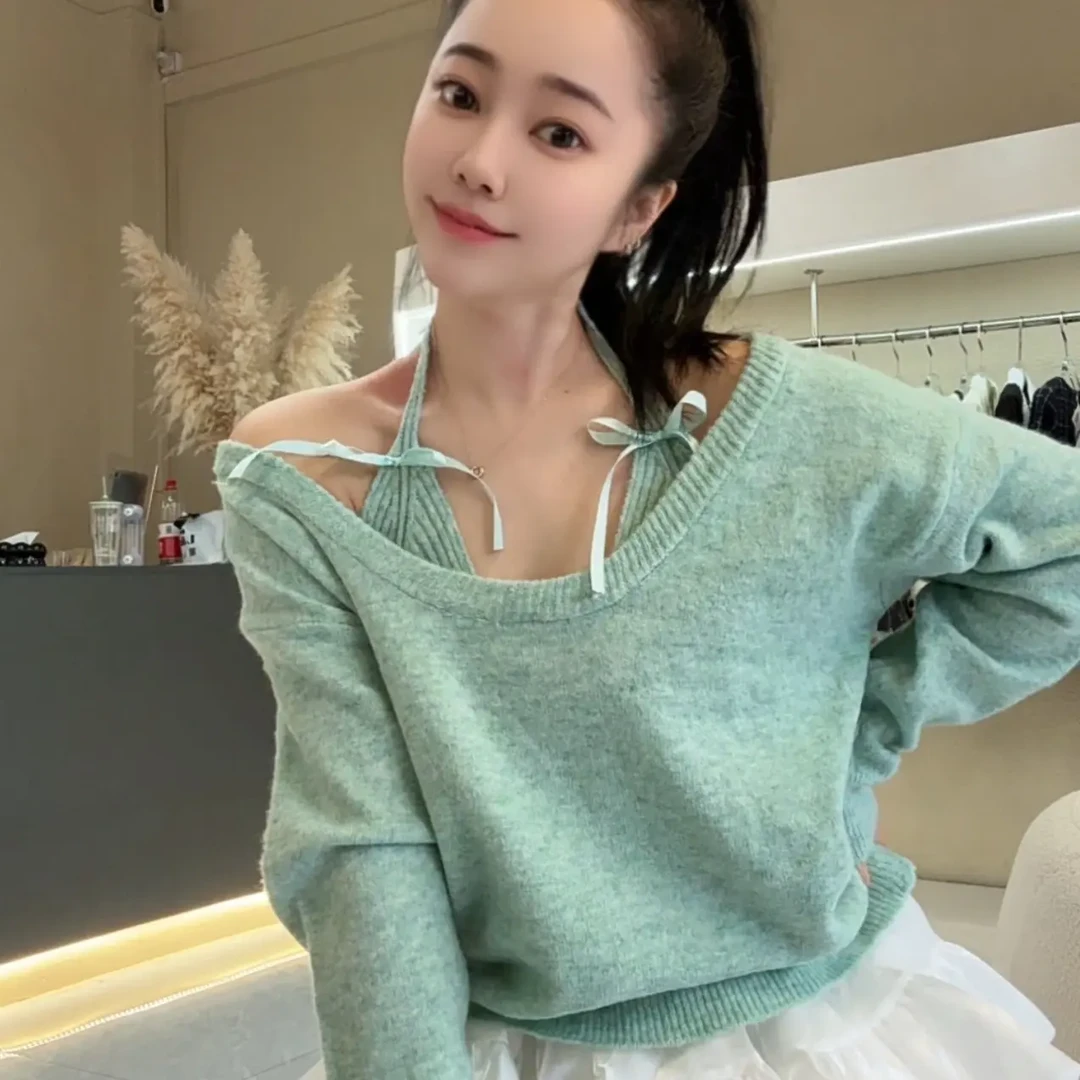 宽松圆领春季秋季针织女毛针织衫薄款毛衣洋气套头