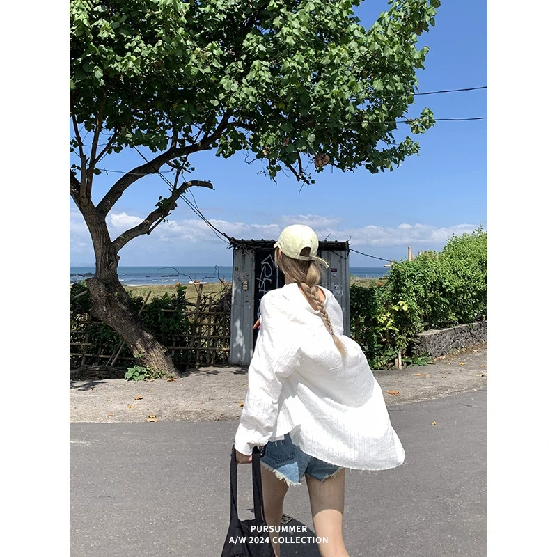 【清清！朴夏Pursummer】白色防晒衬衫女款夏季C22996PR42