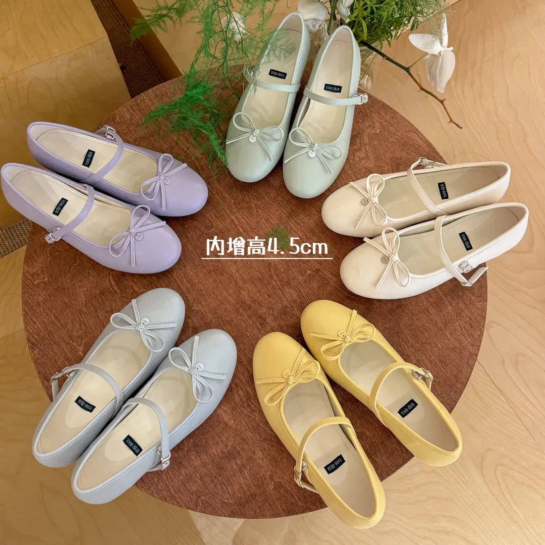 ＂春日调色盘＂设计师韩标内增高一字带浅口玛丽珍单鞋女