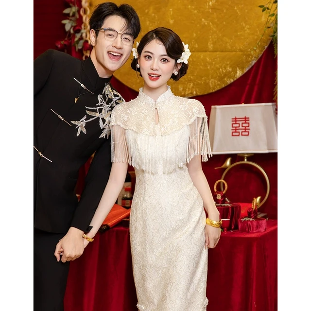 高端香槟色订婚旗袍2025新款国风新中式敬酒服新娘结婚回门礼服裙