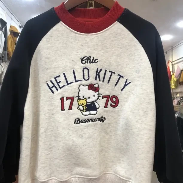 女男卡通套头秋冬加绒加厚款卫衣撞色大童加绒时尚