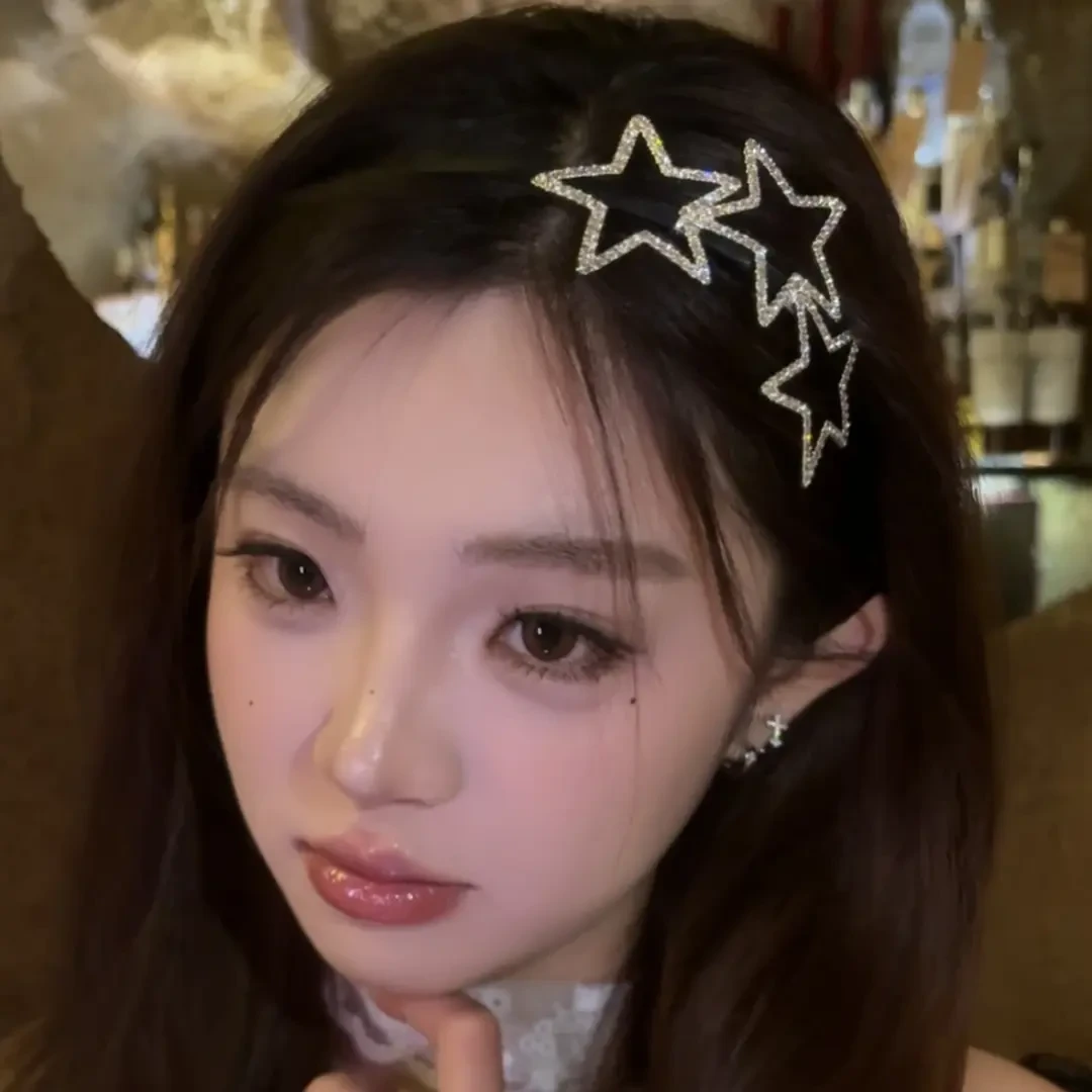 女孩发箍镂空水钻星星发箍精致发卡外出甜酷百搭少女发饰