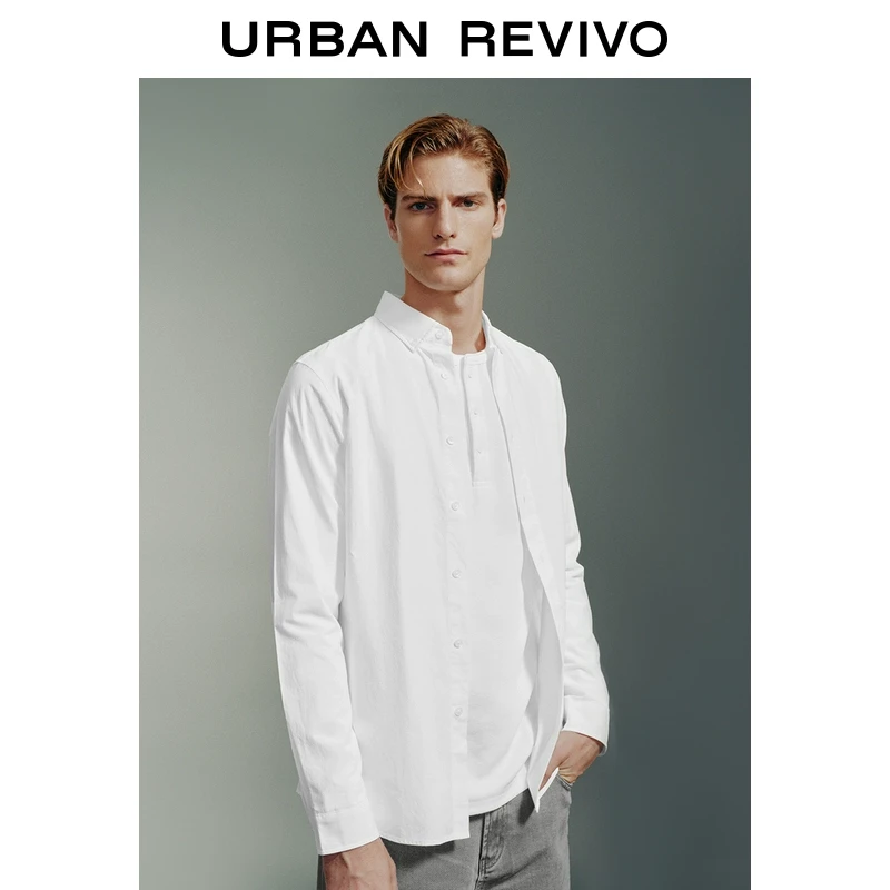UR男装简约气质通勤棉质长袖开襟衬衫UMM240013