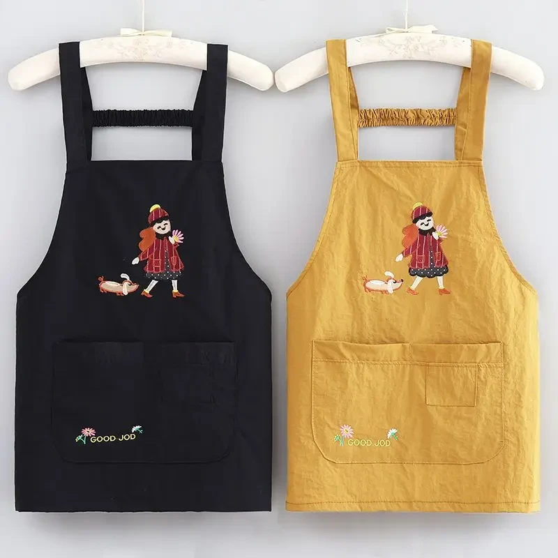 卡通围裙厨房家用韩版防油做饭围腰耐磨透气餐饮工作服女士X1