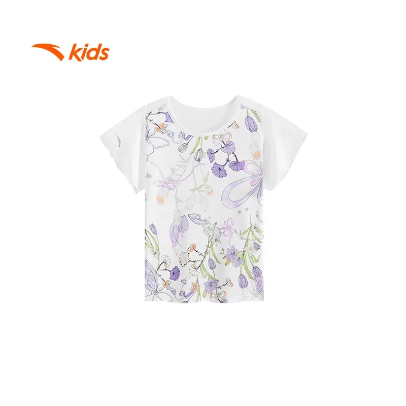 安踏儿童女小童短T2025夏季新款透气舒适儿童凉感圆领运动短袖T恤