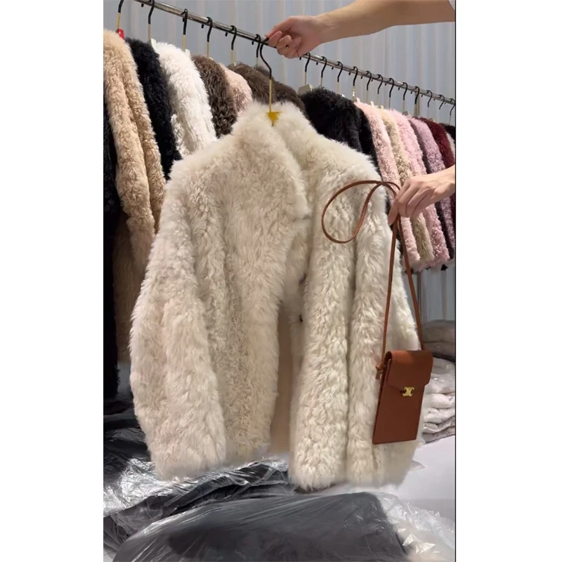 2025秋冬新款高级感时尚赫本风百搭显瘦毛毛外套长袖开衫时尚女装