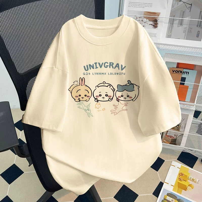 女童纯棉短袖T恤圆领夏季新款小八乌萨奇洋气时髦中大童半袖上衣