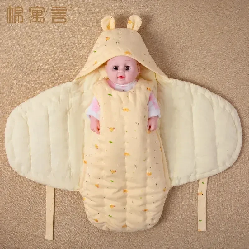 婴儿纯手工蝴蝶包被新生儿抱被秋冬纯棉防惊跳宝宝襁褓睡袋