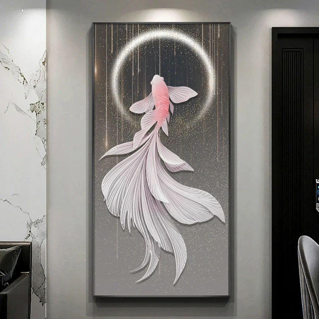 入户鱼图玄关装饰画轻奢高级感走廊过道墙挂画高端现代简约墙壁画
