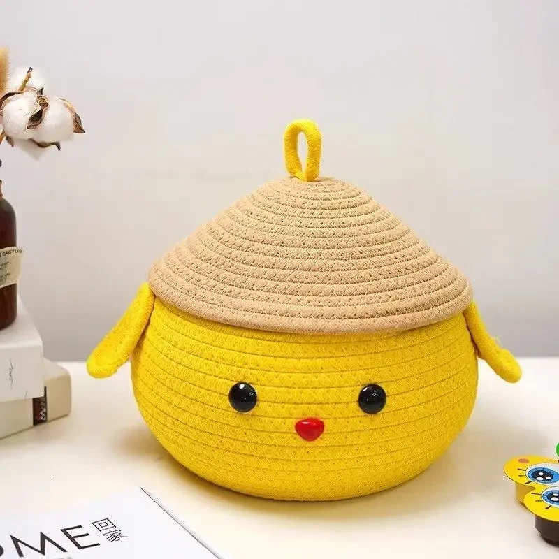 创意卡通客厅桌面收纳盒棉绳家用茶几杂物筐化妆品整理储物盒TJ