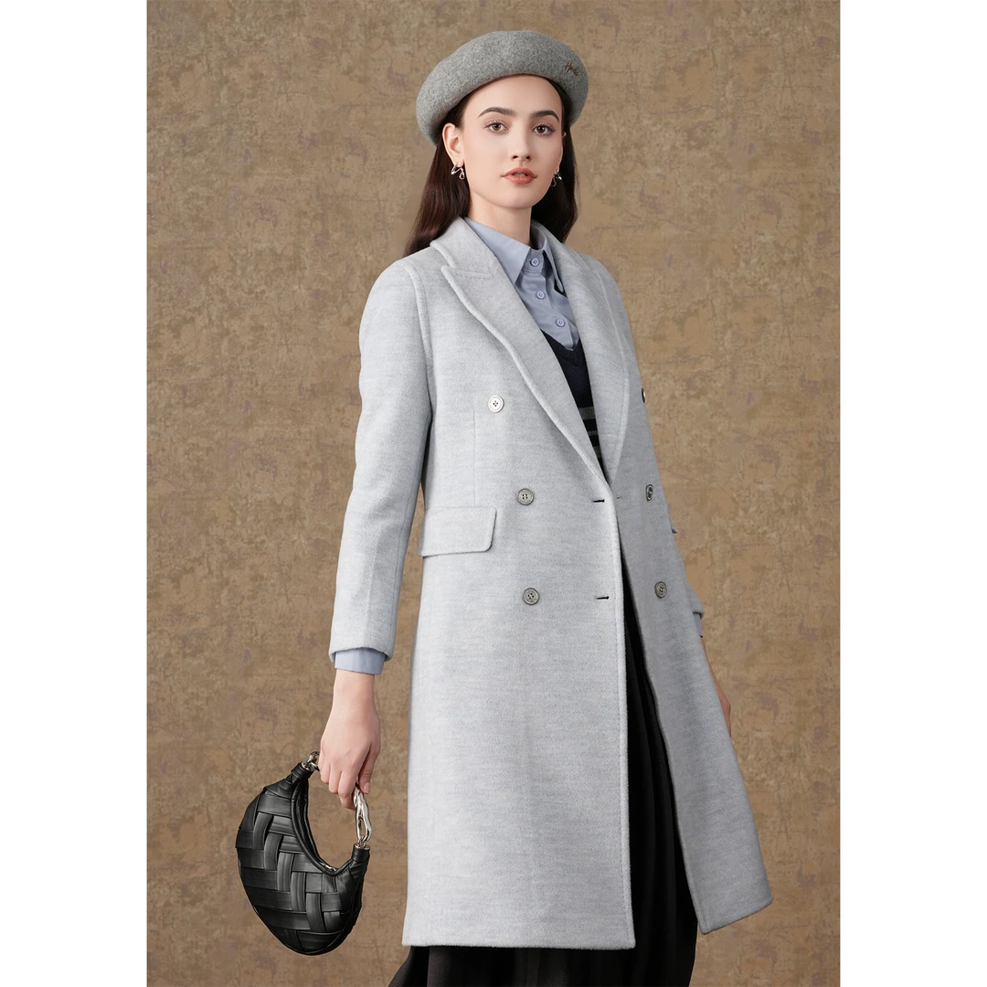 【100%绵羊毛】乔万尼双排扣简约双面尼大衣EI4A581